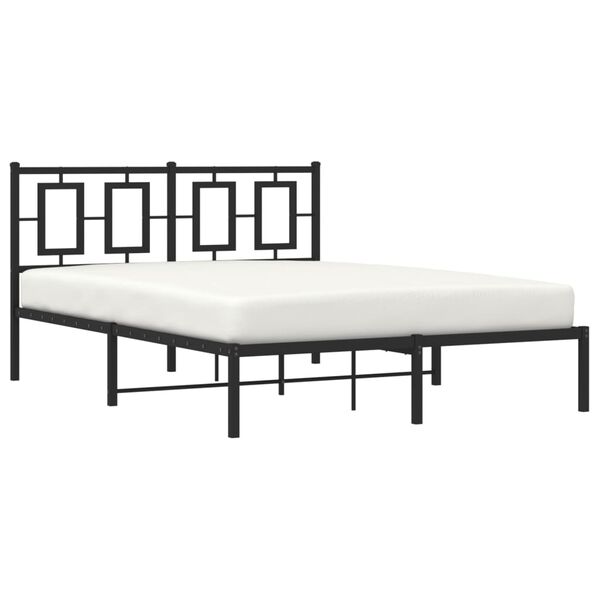 vidaXL Cadre de lit m&eacute;tal sans matelas avec t&ecirc;te de lit noir 135x190cm