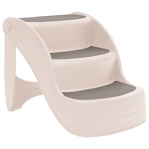 vidaXL Escalier pliable 3 marches pour chien Cr&egrave;me 50x38x38 cm