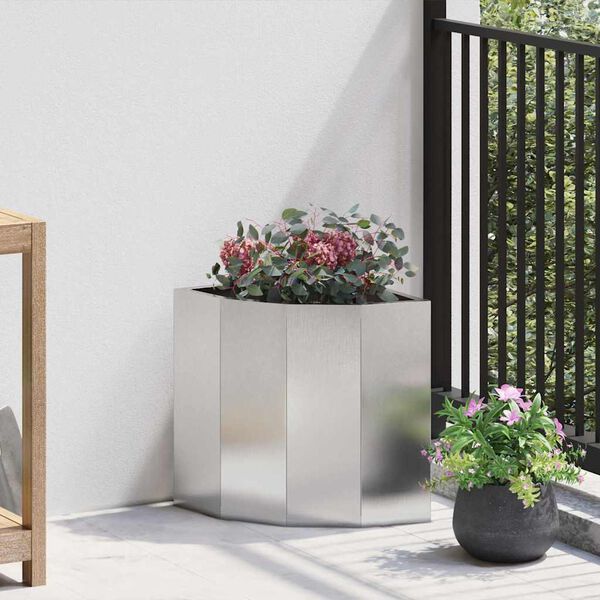 vidaXL Jardinière d'Angle Argent 30 x 30 x 35 cm Acier inoxydable