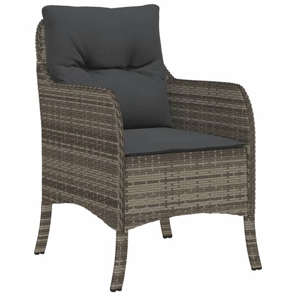 vidaXL Ensemble &agrave; manger de jardin et coussins 7 pcs gris rotin