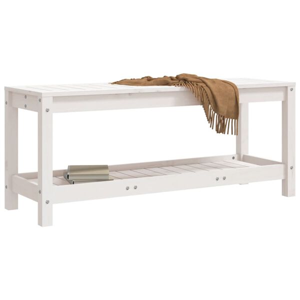 vidaXL Banc de jardin blanc 108x35x45 cm bois massif de pin