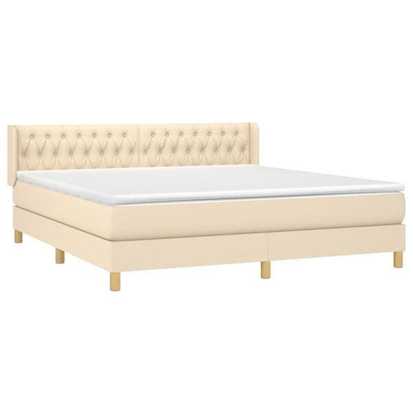 vidaXL Sommier &agrave; lattes de lit avec matelas Cr&egrave;me 180x200 cm Tissu