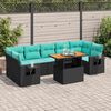 vidaXL Salon de jardin 8 pcs avec coussins noir r&eacute;sine tress&eacute;e