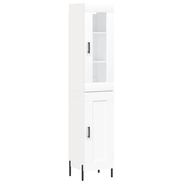 vidaXL Buffet haut Blanc 34,5x34x180 cm Bois d'ing&eacute;nierie