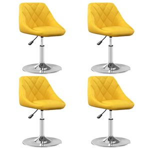 vidaXL Chaises pivotantes &agrave; manger lot de 4 jaune moutarde velours
