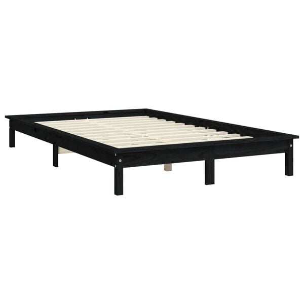 vidaXL Cadre de lit sans matelas noir 160x200 cm bois massif