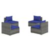 vidaXL Salon de jardin 4 pcs avec coussins r&eacute;sine tress&eacute;e gris