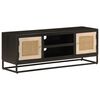 vidaXL Meuble TV noir 110x30x40 cm bois massif de manguier et fer