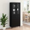 vidaXL Haut Armoire 2 pcs Ch&ecirc;ne noir Bois Agglom&eacute;r&eacute; et Verre
