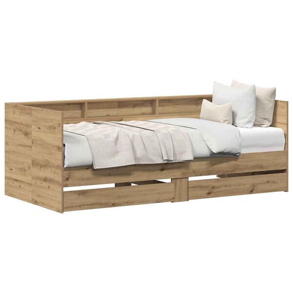 vidaXL Lit d'appoint Chêne artisanal 75 x 190 cm Bois d'ingénierie
