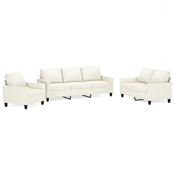 vidaXL Ensemble de canap&eacute;s 3 pcs avec coussins Cr&egrave;me Similicuir