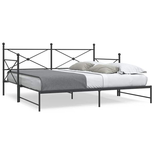 vidaXL Lit de jour avec gigogne sans matelas noir 100x200 cm acier