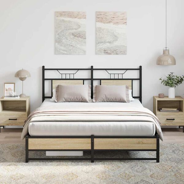 vidaXL Cadre de lit sans matelas chêne sonoma 137x190 cm