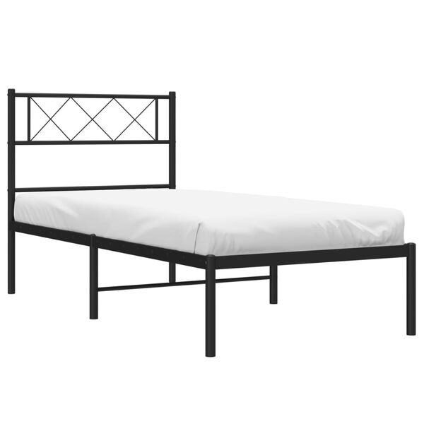 vidaXL Cadre de lit métal sans matelas avec tête de lit noir 107x203cm