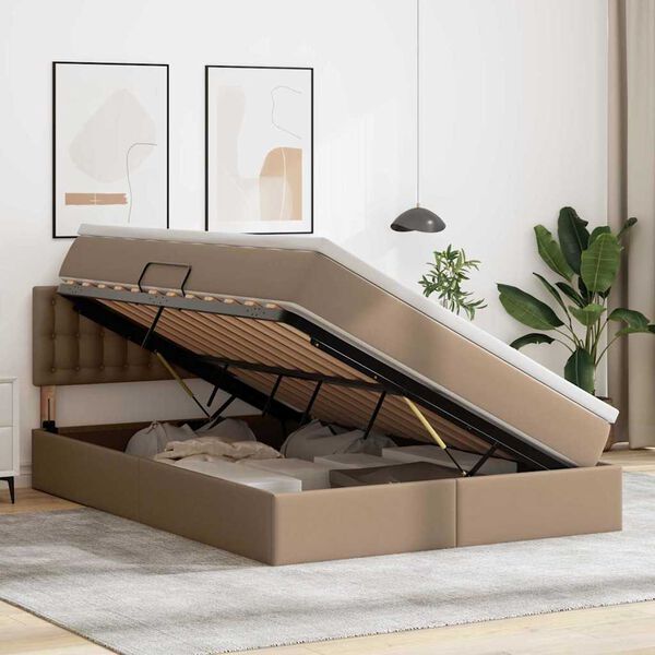 vidaXL Lit avec rangement et matelas Cappuccino 140 x 190 cm