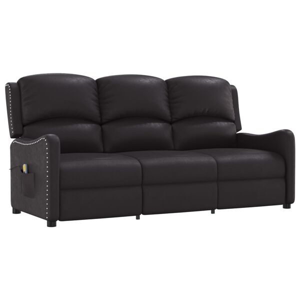 vidaXL Fauteuil de massage inclinable 3places noir brillant similicuir