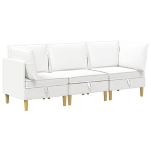 vidaXL Canap&eacute; modulaire avec rangement 3 pcs Blanc Tissu