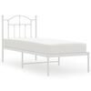 vidaXL Cadre de lit m&eacute;tal sans matelas avec t&ecirc;te de lit blanc 75x190cm