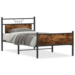 vidaXL Cadre de lit sans matelas ch&ecirc;ne fum&eacute; 100x190 cm bois ing&eacute;nierie