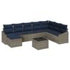 vidaXL Ensemble de canap&eacute; de jardin 8 pcs Gris et marine polyrotin
