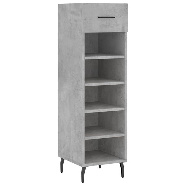 vidaXL Armoire &agrave; chaussures gris b&eacute;ton 30x35x105 cm bois d'ing&eacute;nierie