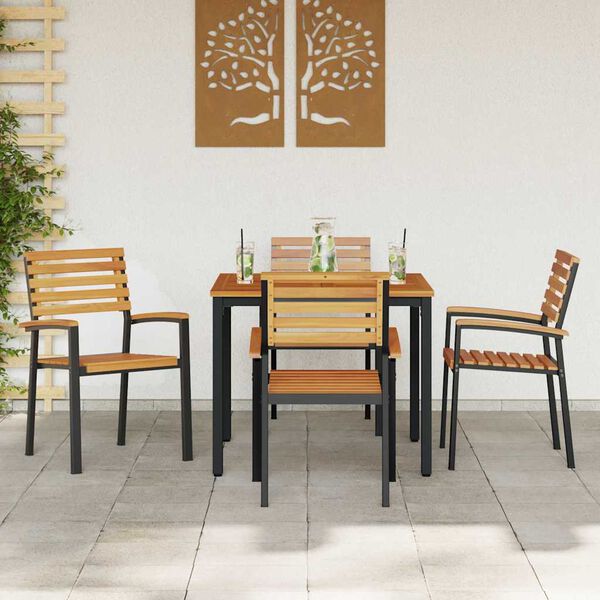 vidaXL Ensemble de salle &agrave; manger pour jardin 5 pcs Noir