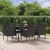 vidaXL Ensemble &agrave; manger de jardin coussins 7pcs Noir R&eacute;sine tress&eacute;e