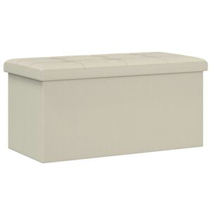vidaXL Banc de rangement pliable Blanc 180 kg 80 L 77 x 38 x 38 cm Lin