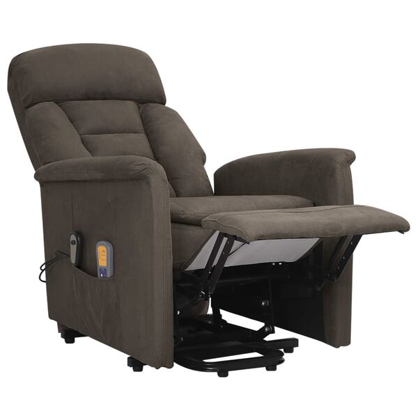 vidaXL Fauteuil de massage Gris foncé Tissu microfibre