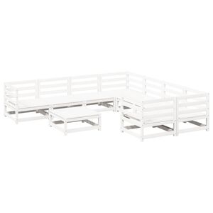 vidaXL Salon de jardin 9 pcs blanc bois de pin massif