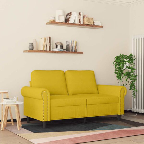 vidaXL Canapé à 2 places Jaune 120 cm Velours