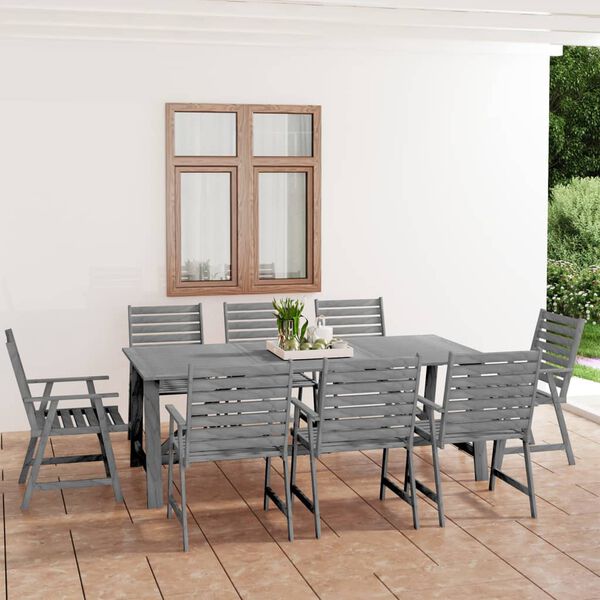 vidaXL Ensemble &agrave; manger de jardin 9 pcs Gris Bois d'acacia massif