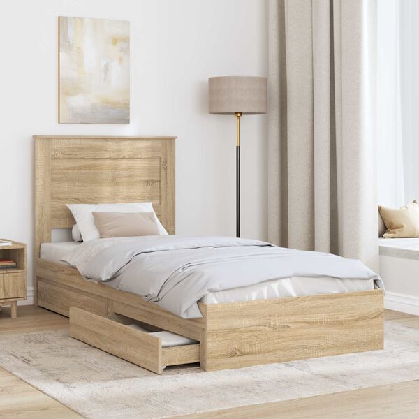 vidaXL Lit de Rangement Ch&ecirc;ne Sonoma 90 x 200 cm Bois d'ing&eacute;nierie