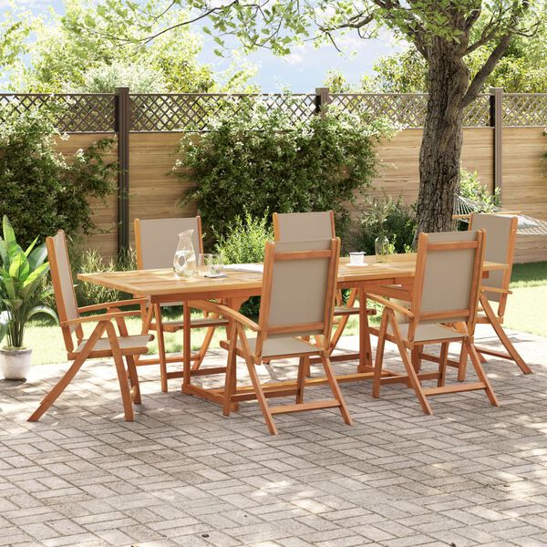vidaXL Ensemble &agrave; Manger de jardin 7pcs bois d'acacia solide textil&egrave;ne