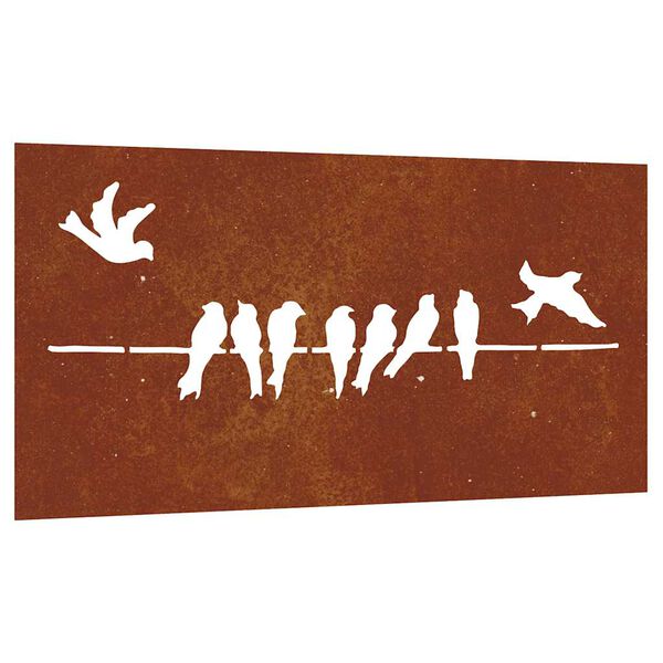 vidaXL D&eacute;coration murale jardin 105x55 cm acier corten design d'oiseau