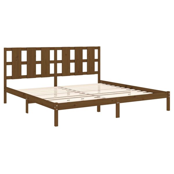 vidaXL Cadre de lit sans matelas marron miel 200x200cm bois pin massif
