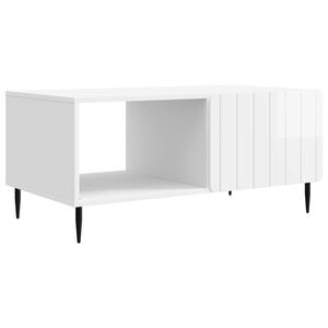 vidaXL Table basse Blanc brillant 90 x 50 x 40 cm Bois d'ing&eacute;nierie