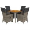 vidaXL Ensemble de bistro de jardin 5 pcs coussins gris poly rotin