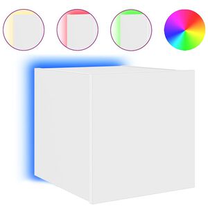 vidaXL Meuble TV mural avec lumi&egrave;res LED blanc 30,5x35x30 cm