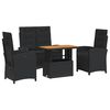 vidaXL Ensemble &agrave; manger de jardin 4 pcs avec coussins noir