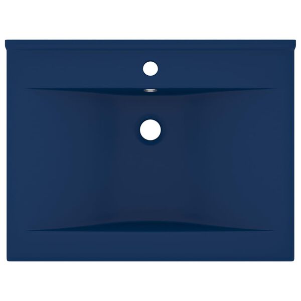 vidaXL Lavabo avec trou de robinet Bleu foncé mat 60x46 cm Céramique