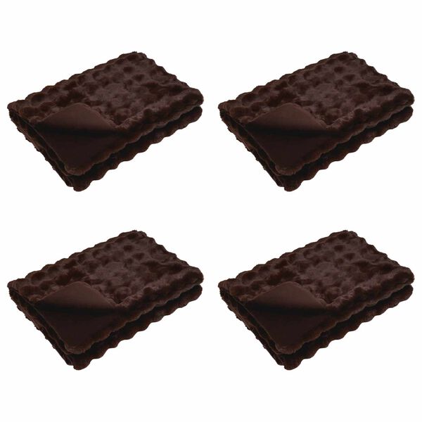 vidaXL Couverture en Fourrure de Lapin Synth&eacute;tique 4 pcs Camel