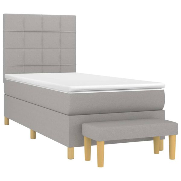 vidaXL Sommier &agrave; lattes de lit avec matelas Gris clair 80x200 cm Tissu