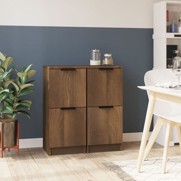 vidaXL Buffets 2 pcs chêne marron 30x30x70 cm Bois d'ingénierie