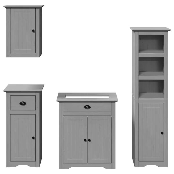 vidaXL Meubles de salle de bain 4 pcs BODO gris bois de pin massif
