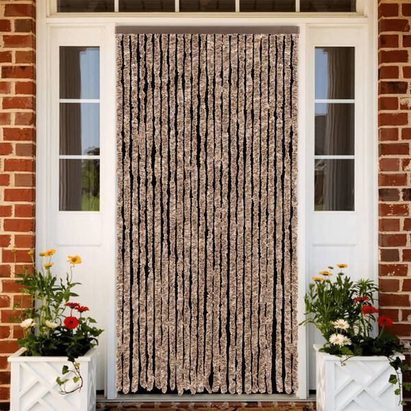 vidaXL Rideau anti-mouches beige et marron foncé 100x220 cm chenille