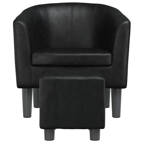 vidaXL Fauteuil avec repose-pied noir similicuir