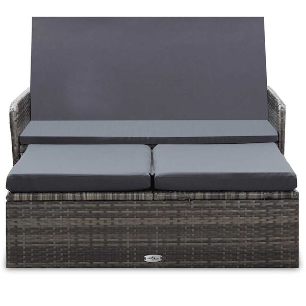 vidaXL Salon de jardin 2 pcs avec coussins Résine tressée Gris