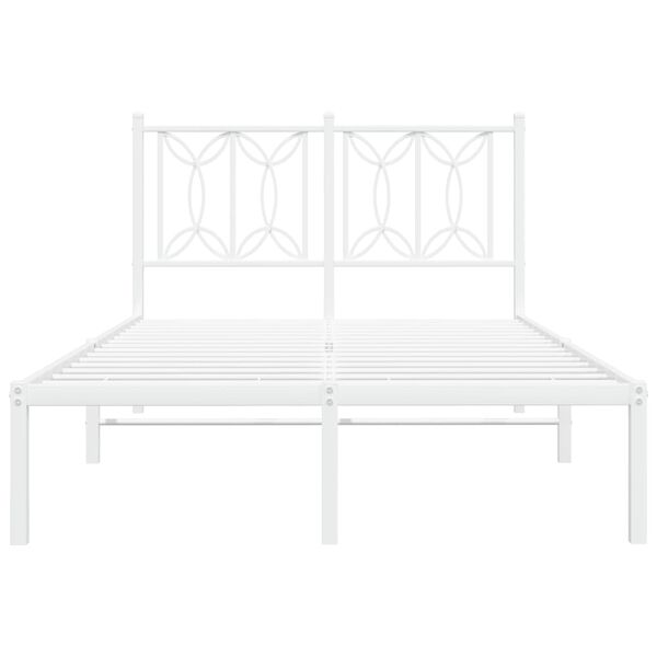 vidaXL Cadre de lit m&eacute;tal sans matelas et t&ecirc;te de lit blanc 120x200 cm