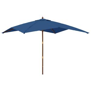 vidaXL Parasol de jardin avec m&acirc;t en bois bleu azur&eacute; 300x300x273 cm